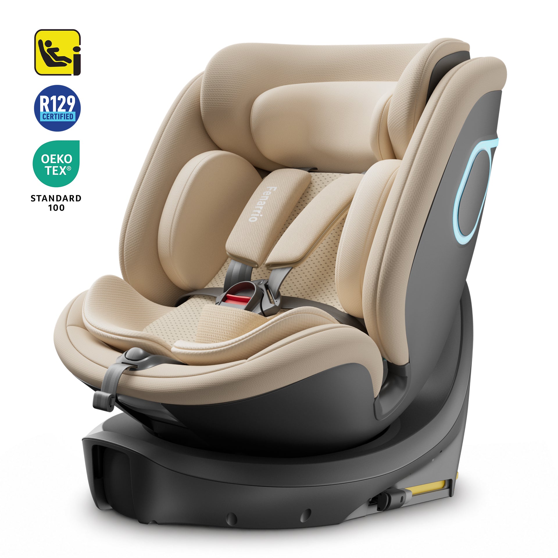 Fenarrio AS5 i-Size 360° Rotating Car Seat | ECE R129, 40–150 cm | Smart Cooling & Voice Assistant