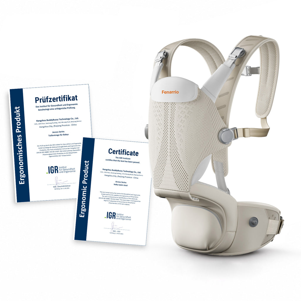 Fenarrio Ergonomische Babytrage mit Hüftsitz | IGR-zertifiziert | 4D-Druck-Technologie
