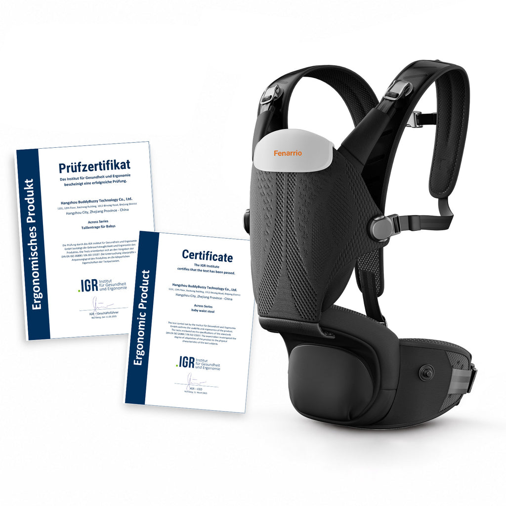 Fenarrio Ergonomische Babytrage mit Hüftsitz | IGR-zertifiziert | 4D-Druck-Technologie